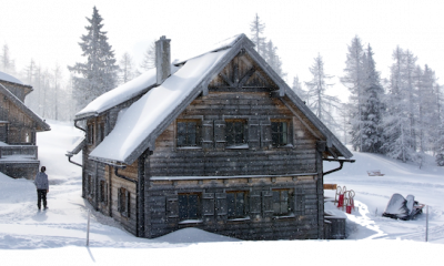 holzhütte schnee